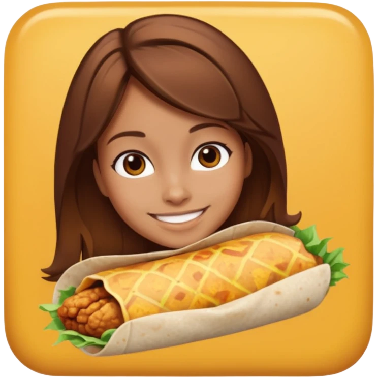 Girl with brown hair "resting chicken burrito face" emoji