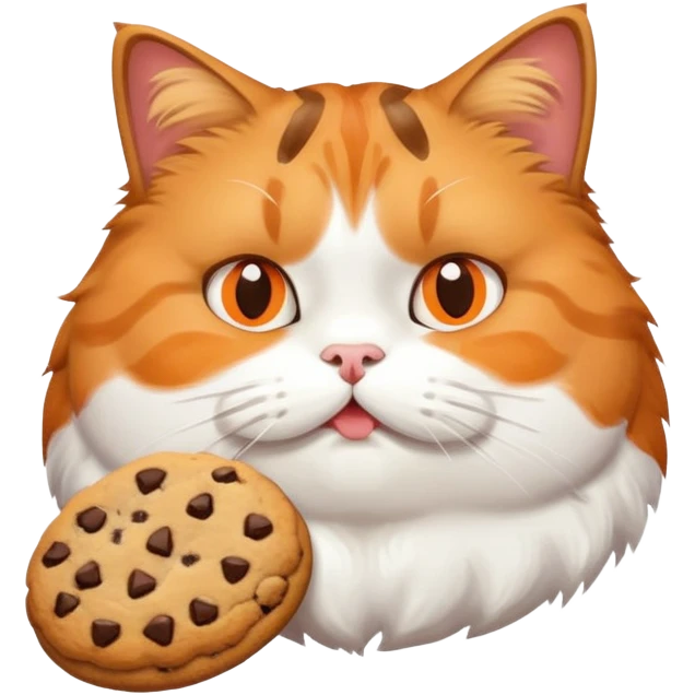 a fat cat eating a cookie emoji