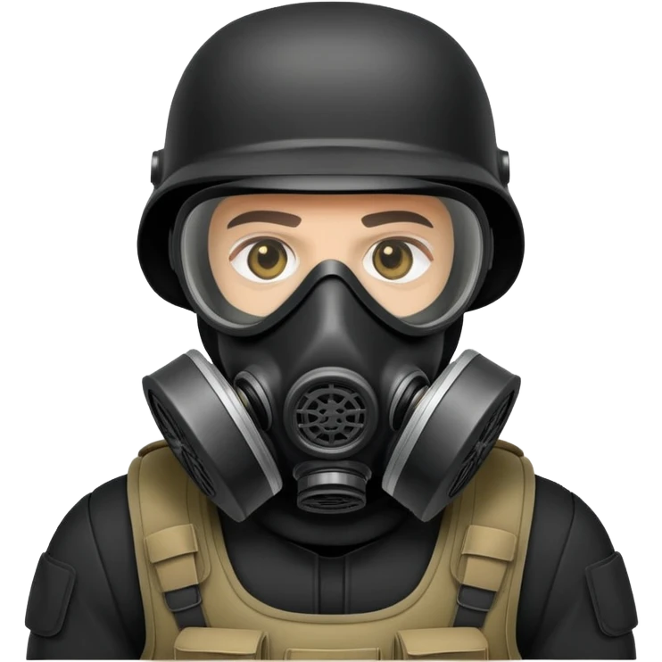 soldier in black bulletproof vest and gas mask emoji