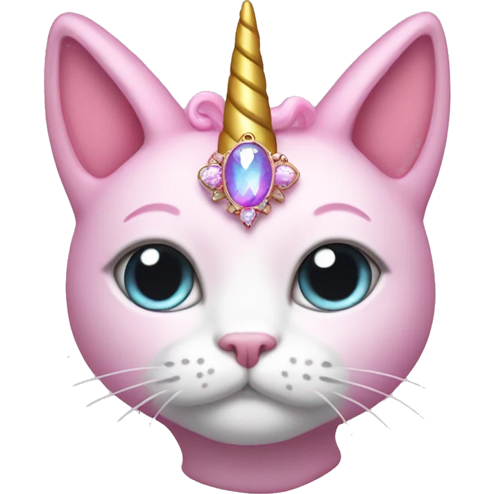 Pink cat with a unicorn horn wearing a tiara emoji