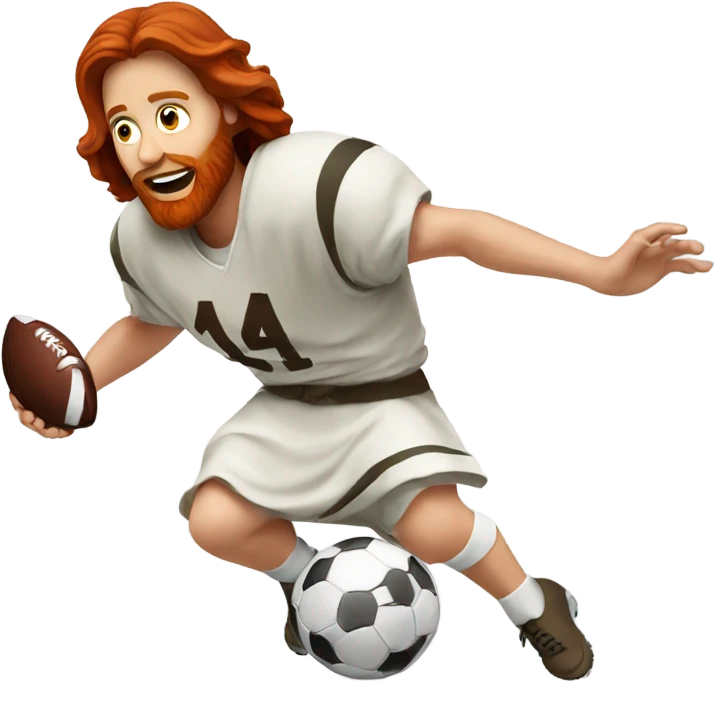 Redhead jesus playing football emoji