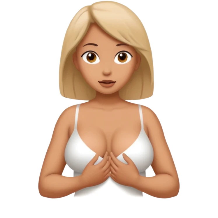 Busty girl and naked with penis, futanari emoji