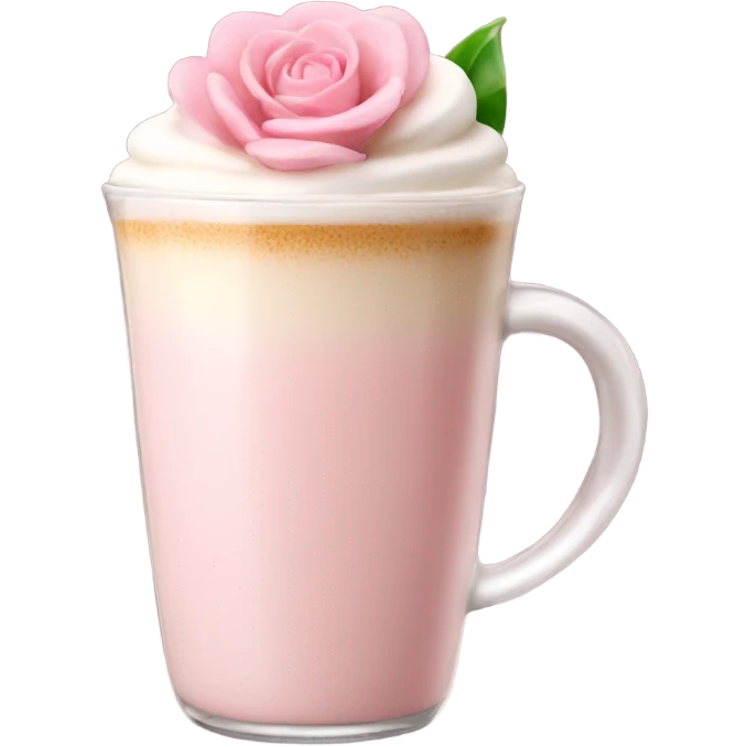 Light Pink latte classy in glass with flower emoji