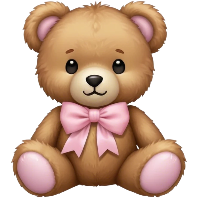 Fluffy teddy bear with light pink bow  emoji