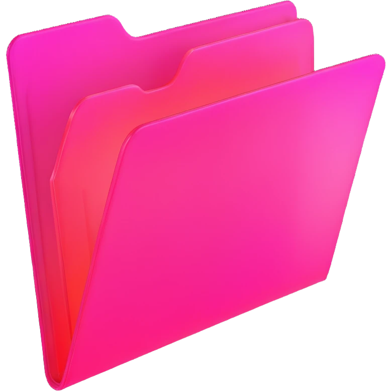 document folder, transparent glass with bright pink gradient from #FF335F to #FF99AA, soft shadows and highlights, minimalistic emoji