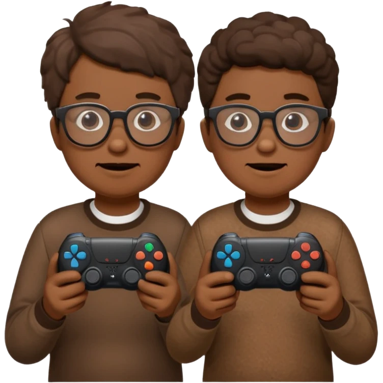 Two poops wearing glasses and each on holding ps5 controller emoji