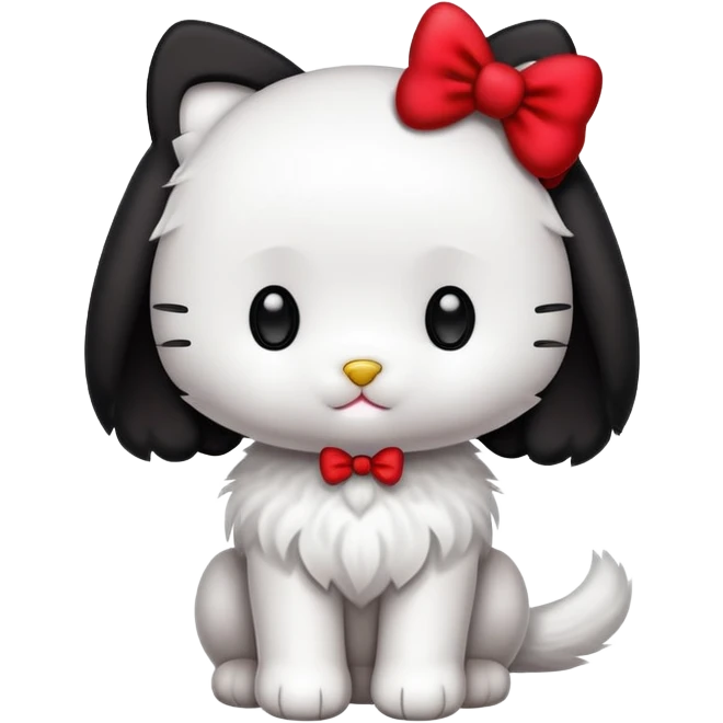 hello kitty as a bipedal puppy with long black floppy ears emoji