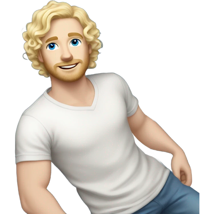 full body light curl blonde 30yo man blue eyed pale skin emoji