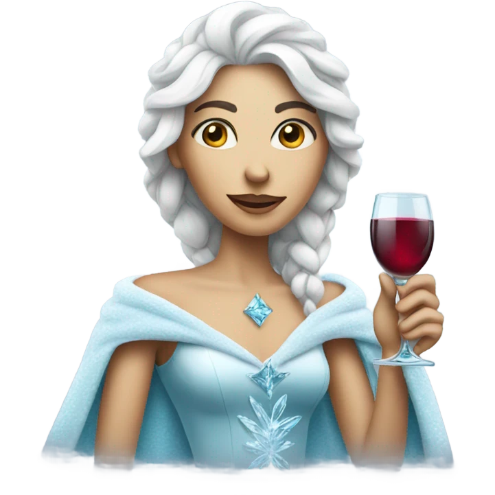 Ice queen with a glass of wine emoji