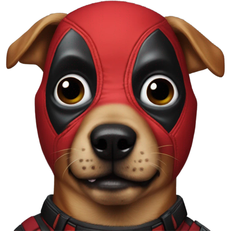 one Deadpool  dog Face with a Deadpool mask emoji