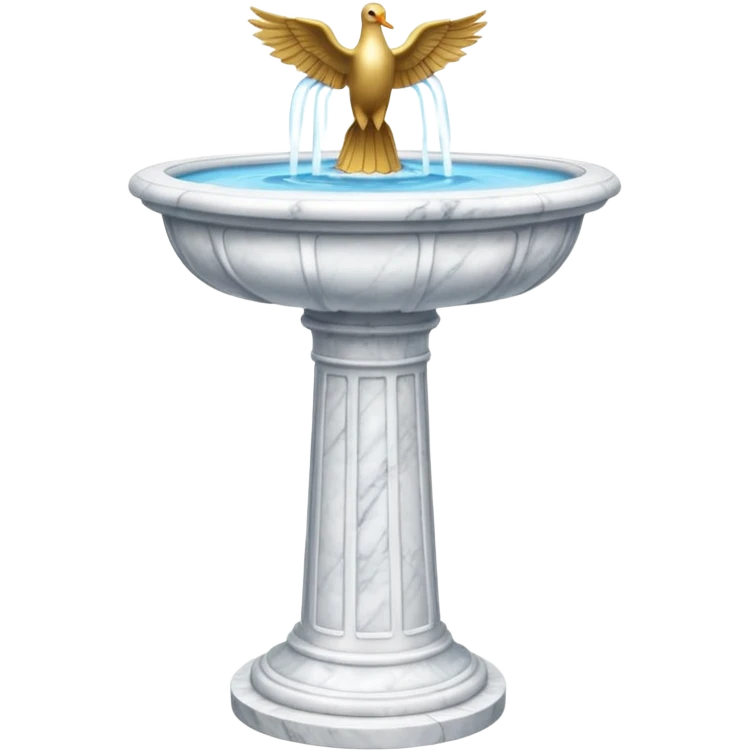 Tall water bird bath fountain made of white marble emoji