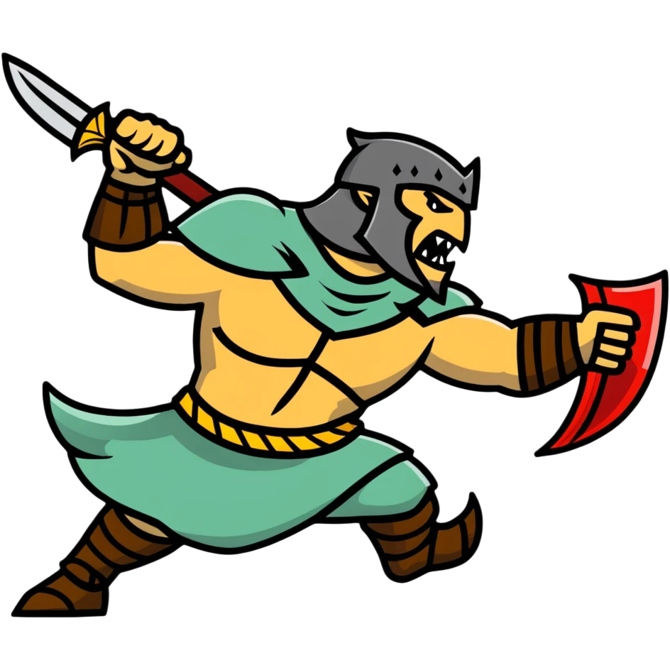 Beowulf heroic warrior fighting monster emoji