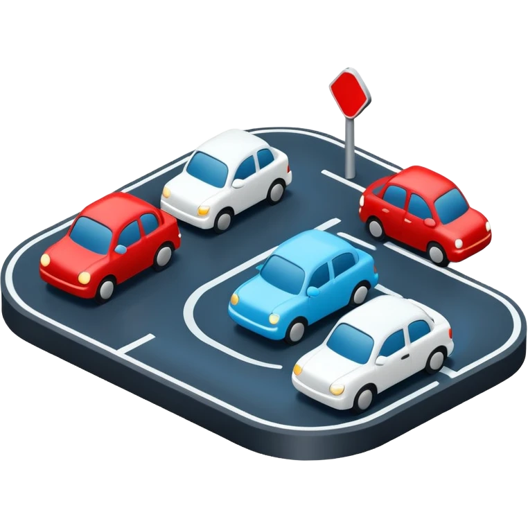 3D traffic icon, simple cars on road, traffic jam concept, smooth rounded shapes, minimal 3D style, blue white and black colors, small red accents for alerts, Waze style, clean design, no background
 emoji