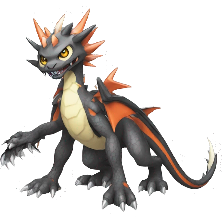  Cool Edgy Digimon-Fakemon-Dragon with edgy markings full body emoji