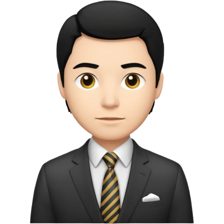 man black hair light skin tone with suit emoji