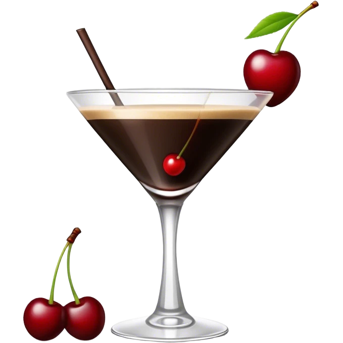Cherry espresso martini with one red cherry emoji