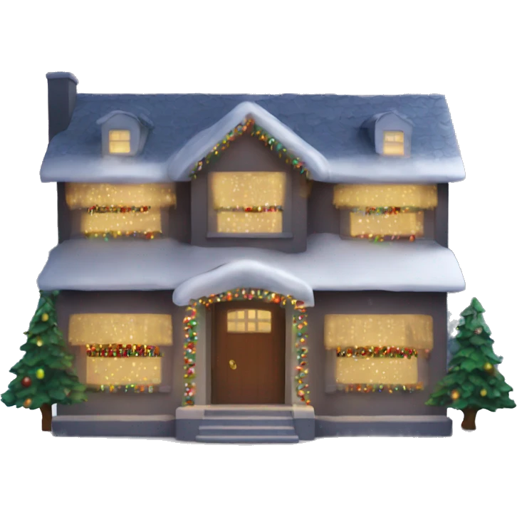 House with Christmas lights on it emoji