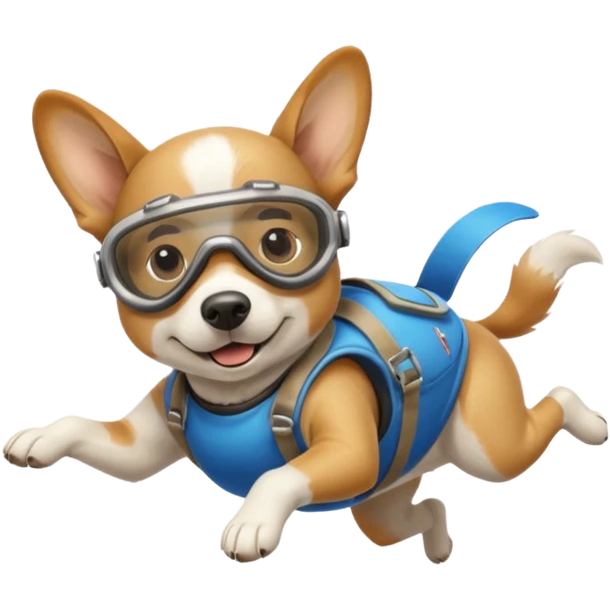 White and tan dog skydiving emoji