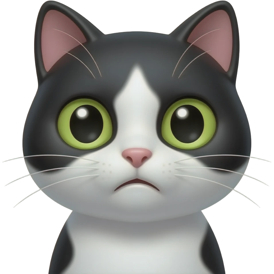 Black & white kitty  concerned look emoji