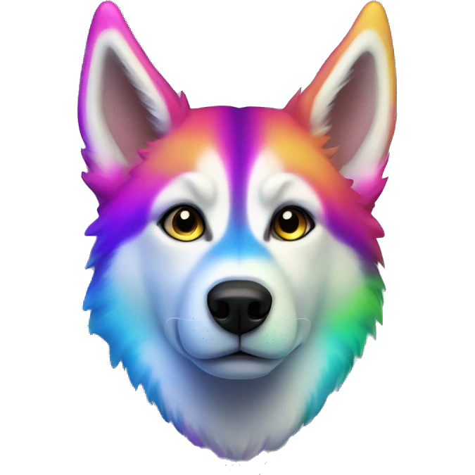 neon rainbow husky emoji