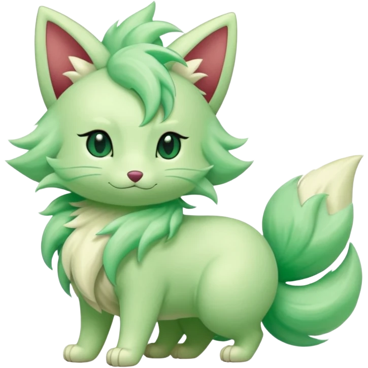 Green Translucent Elegant Skitty-Ninetales-Fakémon emoji
