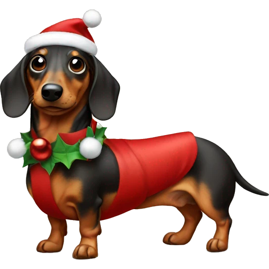 wiener dog in a christmas outfit emoji