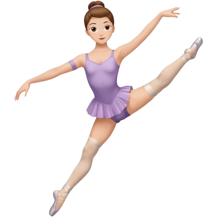 Ballet dancer in over the knee socks, leotard and brown hair emoji