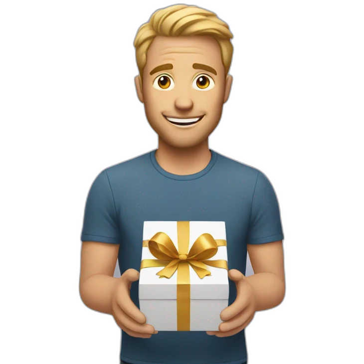 white man opening gift emoji