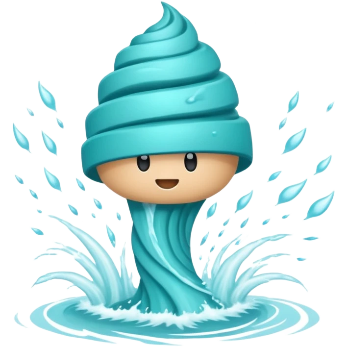 Swirling tornado coming out of the water mark the colur teal with arms and legs coming out the side in a storm emoji