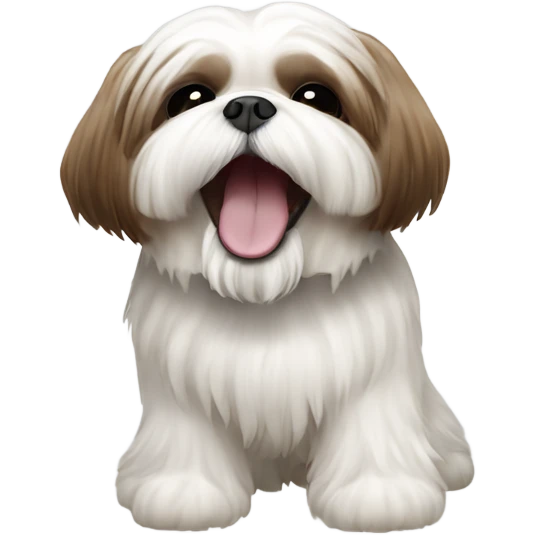 White and brown shih tzu singing  emoji