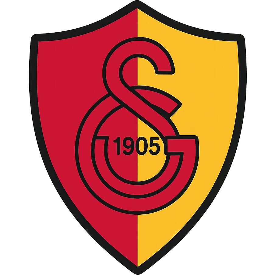 Galatasaray logo, shield shape, dynamic, energetic, red and yellow emoji