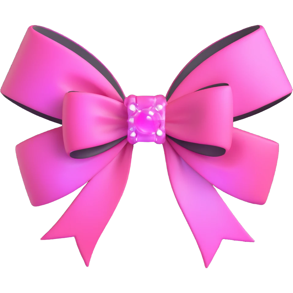 pink bow with a magical glowing core emoji