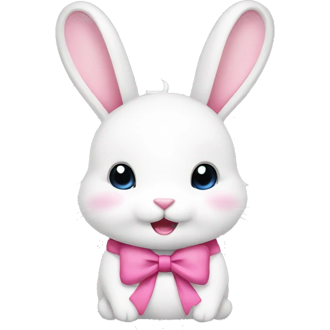Cute white rabbit with a pink bow on his head emoji