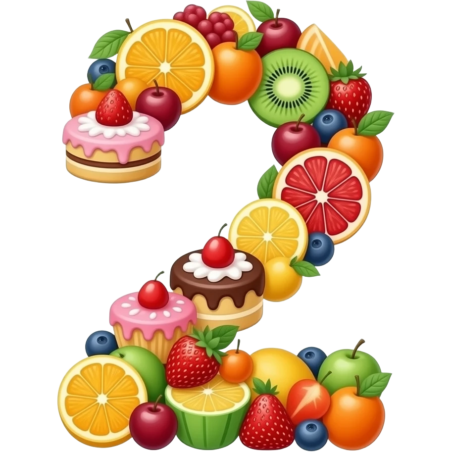 number 2 made of food emoji