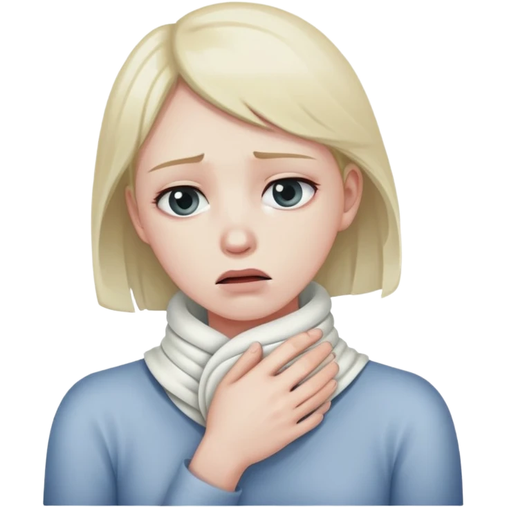 Hand wrapped around neck choking while sad emoji