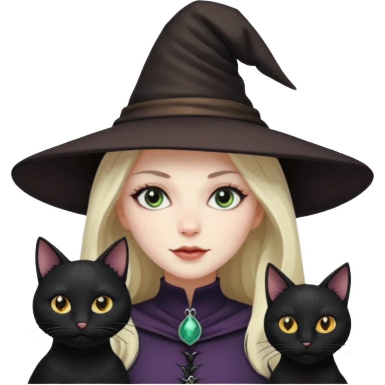 Witch with cat companion emoji