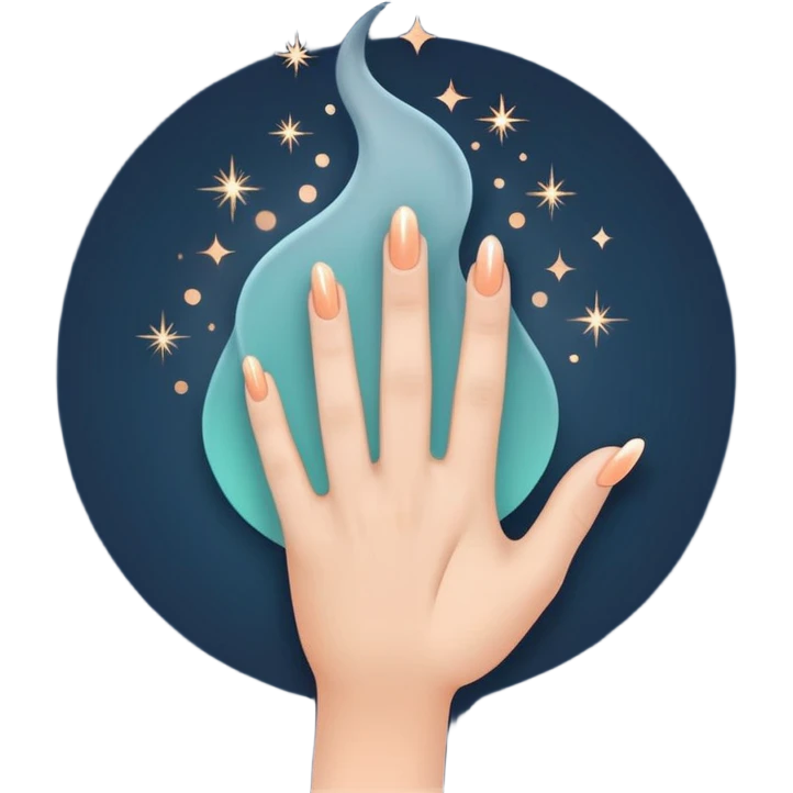 Soft Neutrals → Beige hands + slate blue accents 🌫 Warm Gradient → Peach to mint with gold sparks 🌟 Bold Monochrome → Navy + silver lines 🌌 emoji