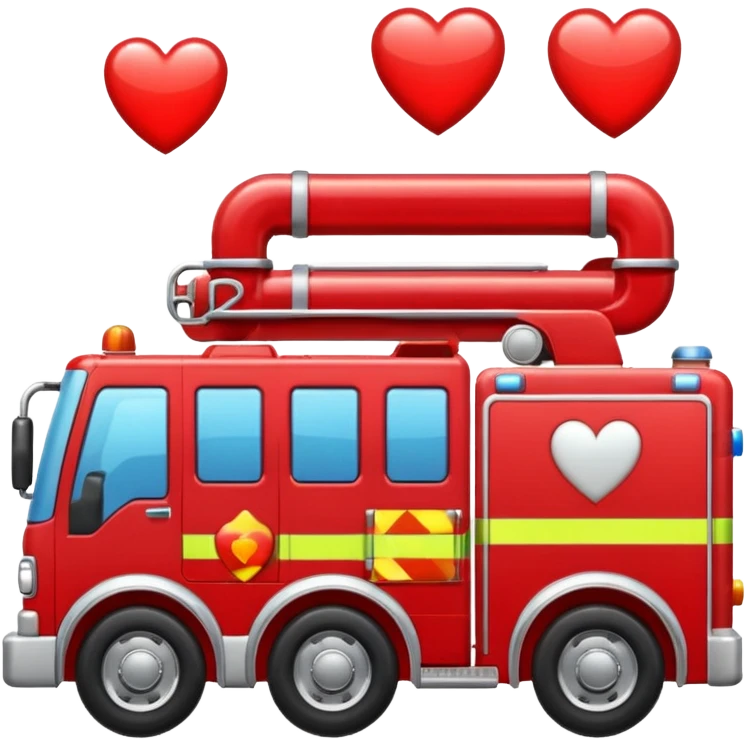 Fire engine with hearts emoji
