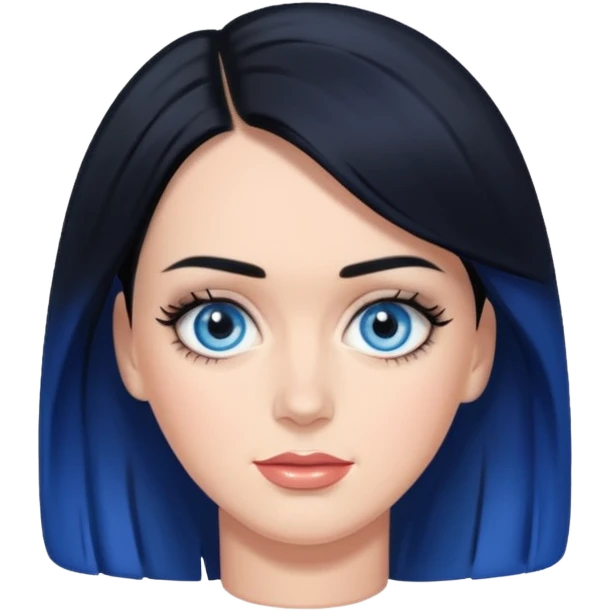 Katy Perry with blue eyes, black hair emoji