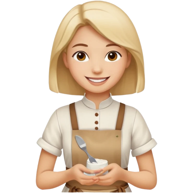 Young Women painting smilling tablier emoji