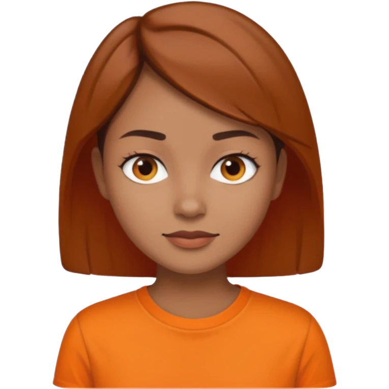 medium tone skin, short brown hair orange shirt woman emoji