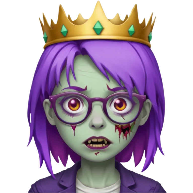 crowned woman zombie with glasses and purple hair  emoji