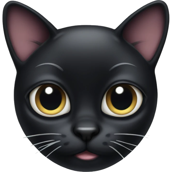Black cat with big eyes and a bow emoji