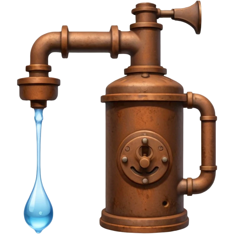 Ghibli style water pump with water pouring out of it emoji
