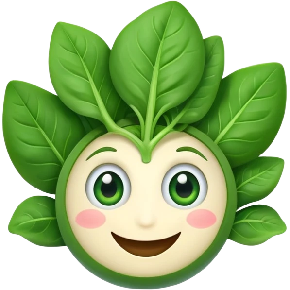 Spinach with eyes and smile without human face emoji