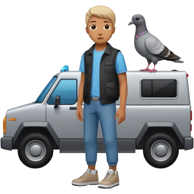 Pigeon + Cybertruck + Shoes = Piccone Macchina emoji