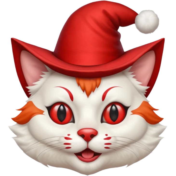 Cat clown with pointy hat, half body emoji