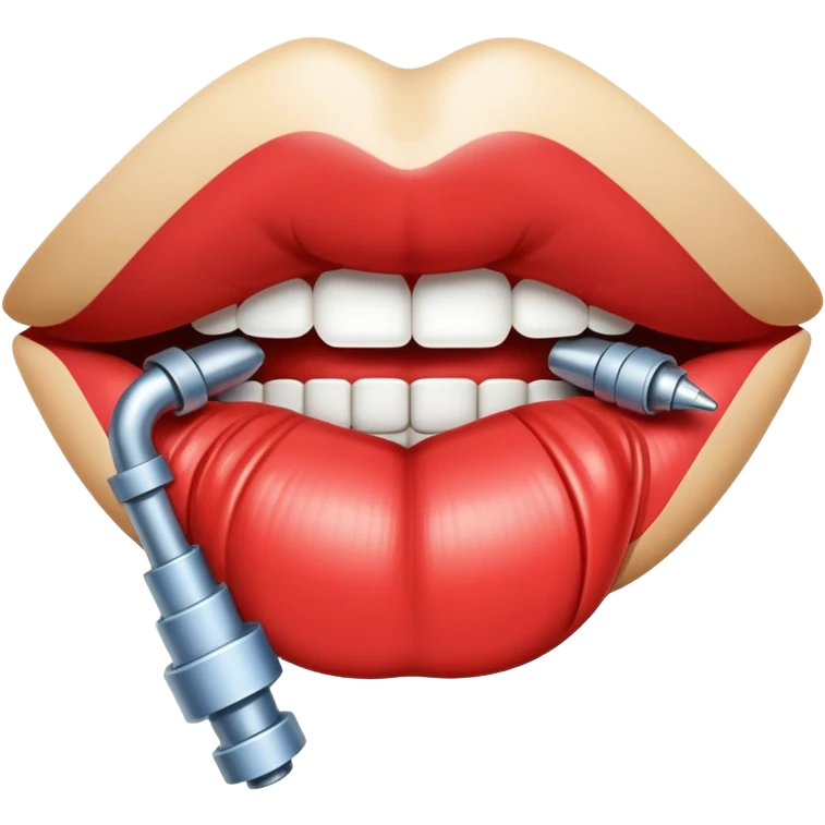 blueprint of lips biting emoji