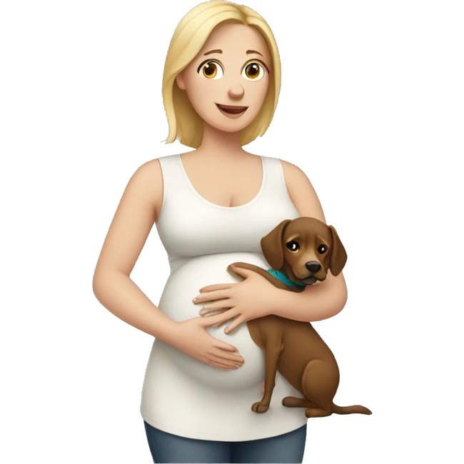 Pregnant white woman with dog emoji