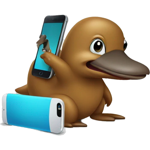 the platypus is holding the phone emoji